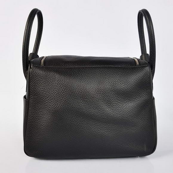 High Quality Replica Hermes Lindy 30CM Havanne Handbags 1057 Black Leather Silver Hardware - Click Image to Close